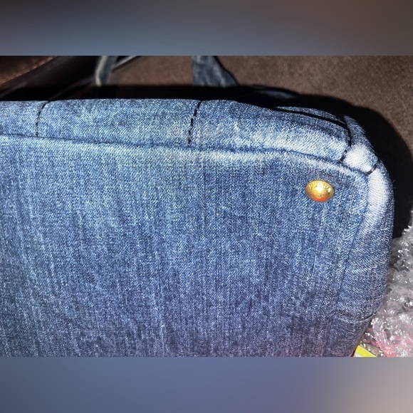 Prada Canapa denim canvas tote. With detachable strap. Authenticity card. - Picture 9 of 16